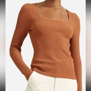 Everlane Women’s rust colored bodycon long sleeve top SIZE MEDIUM